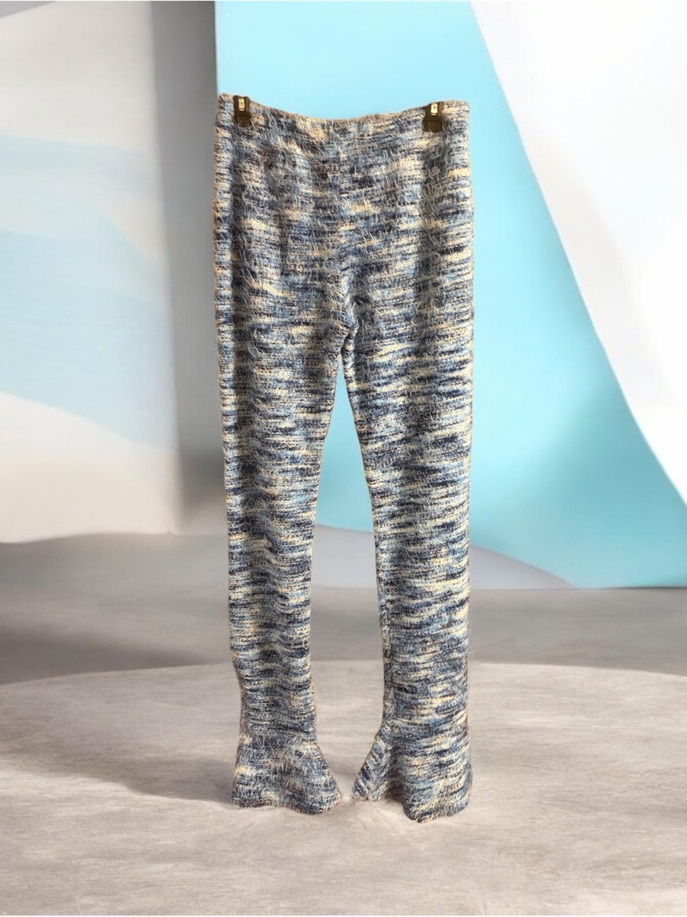 Blue Marled/Fuzzy Knit Leggings